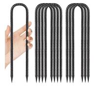 Ancora a terra, trampolino a forma di U, picchetti da 30 cm, ancoraggio a terra, nero, picchetto, stabile, gancio in metallo, per campeggio, sicurezza di recinzioni, tende, giardinaggio, ecc. 8 pezzi