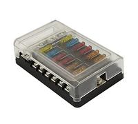 ANCORA Blocco fusibili a lama a 12 vie CON/bus negativo - Portafusibili ATC/ATO, indicatore di avvertenza LED e copertura antiumidità - Scatola fusibili a 12 circuiti DC 12-24V