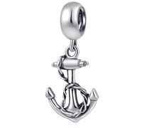 Ancora Charms Fit Pandora Oceano Bracciale, Antico 925 Argento Sterling US Navy Nave Anchor e Corda Ciondolo Perline, Cruise Charm Regali per Moglie Esercito/Papà/Natale