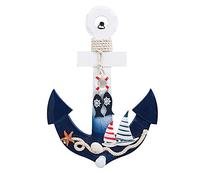 Ancora, decorazione da parete a forma di ancora nautica, decorazione da parete in legno, arte mediterranea, da appendere alla parete, 28 x 1,3 x 19,6 cm