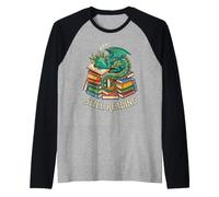 Ancora leggendo Il Drago Fantasy Addormentato sul Libro Bibliophile Maglia con Maniche Raglan