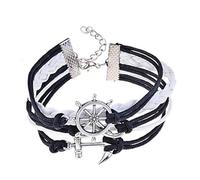 Ancora Multi Bracciale Braccialetto TIMONE Cuoio Blu Infinito Uomo Keoss