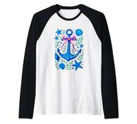 Ancora Nautica con Conchiglie e Stelle Maglia con Maniche Raglan