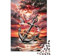 Ancora Oceano Puzzle 1000 Pezzi Carta per Adulti Tramonto Gioco di Puzzle 1000 Pezzi Relax Attività Casa Regalo 52x38cm/1000pcs