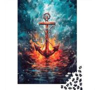 Ancora Oceano Puzzle 1000 Pezzi per Adulti Gioco di Puzzle 1000 Pezzi Scena Fuoco Acqua Relax Decorazione Casa Regalo 70x50cm/1000pcs