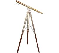 Ancora Vintage Pavimento In Ottone Lucido Telescopio Treppiede In Ottone Legno/Ottone Telescopio Fatto A M