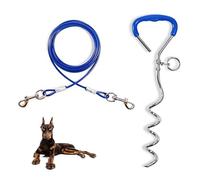 Ancoraggio a spirale blu da 40 cm, con corda in acciaio da 5 mm x 3 m, ancoraggio a terra da avvitare, forza di trazione 80 kg, per cuccioli, animali domestici e cani di taglia media, accessorio per