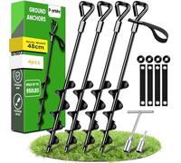 Ancoraggio a terra 48 cm, confezione da 4 ancoraggi Premium Secure Upgrade versione per il fissaggio di tende, trampolini, cani, tettoie, ecc. Resistono al vento forte