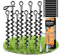 Ancoraggio a terra 8 Set con cinghie - vite intera e grande Trampolino Trampolino Ancoraggio a terra Set per un fissaggio sicuro nel terreno, per fissare il trampolino, la tettoia, l'altalena ecc