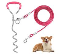 Ancoraggio a terra per cani di taglia grande, robusto ancoraggio per trampolino con guinzaglio da 3 m, antiruggine, set di sicurezza per cani di piccola e media taglia (rosso)