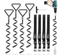 Ancoraggio a terra trampolino, confezione da 4 pezzi, ancoraggi a terra pesanti | ancoraggio a terra da avvitare per trampolini | ancoraggio a terra per avvitare, vento alto con cinghie