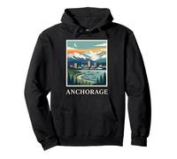 Ancoraggio, Alaska, Retro, Vendemmia, Orizzonte, Montagna, Tramonto Felpa con Cappuccio