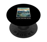 ancoraggio, alaska, retro, vendemmia, orizzonte, montagna, tramonto PopSockets PopGrip Adesivo
