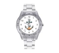 Ancoraggio barca orologi da uomo in acciaio inox cinturino analogico al quarzo orologio da polso business, Stile:, regular, Bracciale