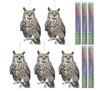 Ancoraggio per giardini, 5 pezzi a forma di gufo uccello riflettente deterrente gufo decorazione appeso uccello dispositivo di controllo per tenere gli uccelli lontano dal giardino terrazza finestra