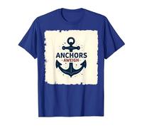 Ancore Aweigh Nautical Theme Design per Marinai Maglietta, Uomo, Blu Reale, L