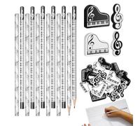 Ancsttu Matite in legno - Matite note musicali per pianoforte, divertenti forniture di cancelleria a tema musicale per scrivere schizzi, redigere lezioni di matematica studenti elementari