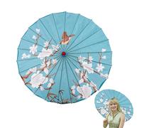 Ancsttu Parasole Giapponese, 81 cm Fiori di Prugno Arte Giapponese Parasole, Manufatto a Mano Tessuto Seta Accessorio per Danza Antivento Costume Cosplay da Viaggio per Donne Ragazze