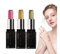 Ancsttu Set di rossetti glitterati, lucidalabbra opaco glitterato, Set lucidalabbra opaco 3 colori rossetto lucido, Anti-sbavature, idratante, tazza antiaderente, trucco labbra per donne e ragazze