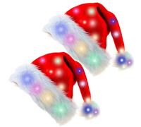 Ancuioyz 2 pezzi Cappelli di Babbo Natale, Cappelli di Babbo Natale per Adulti Cappelli Natalizi di Peluche Spessi Rossi, Divertenti Cappelli Natalizi adatti per Decorazioni per Feste di Natale