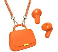 ANCwear Auricolari Bluetooth 5.3, driver da 13 mm per un suono di alta qualità, 22 ore di autonomia, con custodia di ricarica unica (arancione/PU)