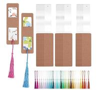 Ancyen 1 set di 90 segnalibri in resina, 30 custodie per segnalibri di forza, 30 segnalibri acrilici trasparenti, 30 pezzi di nappe per segnalibri, carta kraft + segnalibri in acrilico