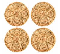 Ancyen 4 sottobicchieri in rattan per piatti caldi isolati, presine durevoli per tavolo, tappetini resistenti per la cucina