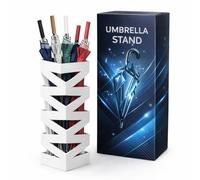 AND HOME Portaombrelli Da Interno/Esterno in Metallo Elegante 49x17x17 cm - Design Moderno per Ingresso, Casa o Ufficio - Resistente, Compatto e Decorativo (Bianco, Zig Zag)