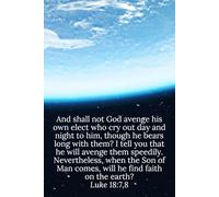 And shall not God avenge his own elect who cry out day and night to him, though he bears long with them? I tell you that he will avenge them speedily. ... on the earth? Luke 18:7,8 - Daily Journal