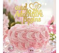 And So The Adventure Begins Glitter Gold Mr & Mrs Topper per torta nuziale personalizza silhouette rustica sposa e sposo topper per torta per matrimonio addio al nubilato decorazioni di nozze regali