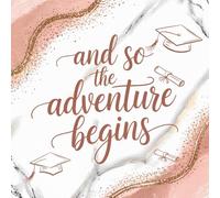 And so the adventure begins: Graduation Guest Book Elegant Rose Gold Marble Memory Keepsake for High School College and University Graduates