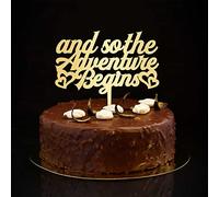 And So The Adventure Begins, topper per torta nuziale Mr & Mrs con silhouette dorata, decorazione romantica per torta nuziale e sposo, per matrimoni, addio al nubilato, regali per addio al nubilato
