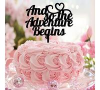 And So The Adventure Begins - Topper per torta nuziale, personalizzabili, con scritta "Mr and Mrs", in acrilico, colore: nero, per sposi e sposi per matrimoni, feste di fidanzamento, regali di