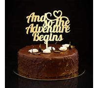 And So The Adventure Begins, topper per torta rustico Mr & Mrs con silhouette personalizzata sposa e sposo topper per torta per matrimoni, addio al nubilato, decorazioni per matrimoni, addio al
