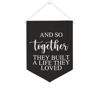 And So Together They Built A Life They Loved - Striscione in tela motivazionale da appendere alla parete, striscione decorativo per la casa, per soggiorno, camera da letto, ufficio, regali per le