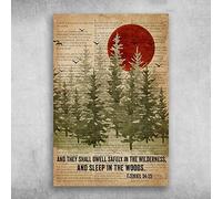 and They Shall Dwell in The Wilderness, and Sleep in The Woods Ezekiel 34:25 for Street Garage Family Cafe Bar Farm Country Bathroom Wall Decoration Cute Tin Sign 20,3 x 30,5 cm