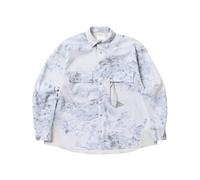 And Wander - Camicia tecnica stampata LS - - Shirts - Uomo - Blu - S
