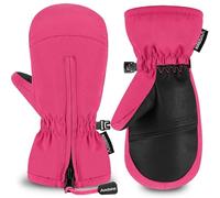 Andake Guanti da sci per bambini per ragazzi e ragazze, adatti per sport all'aria aperta, polsini elastici, chiusura lampo, caldi, impermeabili(Rosa Barbie-4-6Y:XXS)