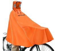 Andake Poncho Antipioggia Unisex Impermeabile per Bicicletta, Cappuccio Trasparente, Design Antivento, Arancio, Taglia Unica