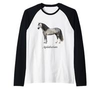 Andalusa Razza Cavallo Bella Equestre Maglia con Maniche Raglan