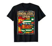 Andalusia Spagna Bandiera Alhambra Granada Vintage Art Maglietta