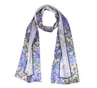 ANDANTINO Sciarpa in 100% seta da donna, 147,3 x 16 cm, scialli lunghi per foulard e collo, con confezione regalo, Fiori viola, 59 inches x 6.3 inches