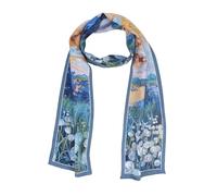 ANDANTINO Sciarpa in 100% seta da donna, 149,9 x 16 cm, scialli lunghi per foulard e collo, con confezione regalo, Pittura ad olio-blu, Large