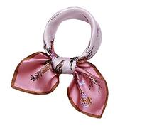 ANDANTINO, Sciarpa in 100% vera seta di gelso, 53,3 x 53,3 cm, leggera, da donna e uomo, piccola sciarpa quadrata con stampa digitale, Rosa pallido, Medium