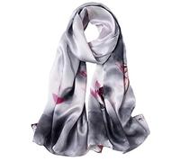 ANDANTINO Sciarpa lunga in 100% seta di gelso, da donna, scialle grande, foulard, per collo, fascia per capelli oblunga, con confezione regalo, Large