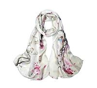 ANDANTINO Sciarpa lunga in 100% seta di gelso, da donna, scialle grande, foulard, per collo, fascia per capelli oblunga, con confezione regalo, Large