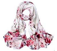 Andantino Sciarpa lunga in 100% seta di gelso, da donna, scialle grande, foulard, per collo, fascia per capelli oblunga, con confezione regalo, Large