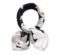 ANDANTINO Sciarpa lunga in 100% seta di gelso da donna, scialli grandi per foulard e collo, fasce per capelli oblunghe con confezione regalo, Fiore bianco e nero, M