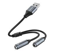 ANDAPA Scheda audio USB, scheda audio esterna con connettore per cuffie e microfono da 3,5 mm, compatibile con computer desktop e portatili Windows, Mac e Linux, nonché con PS5.