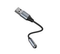 ANDAPA Scheda audio USB, scheda audio esterna con connettore per cuffie e microfono da 3,5 mm. Convertitore audio USB, compatibile con Windows, Mac, computer desktop, Linux, PS4/5.